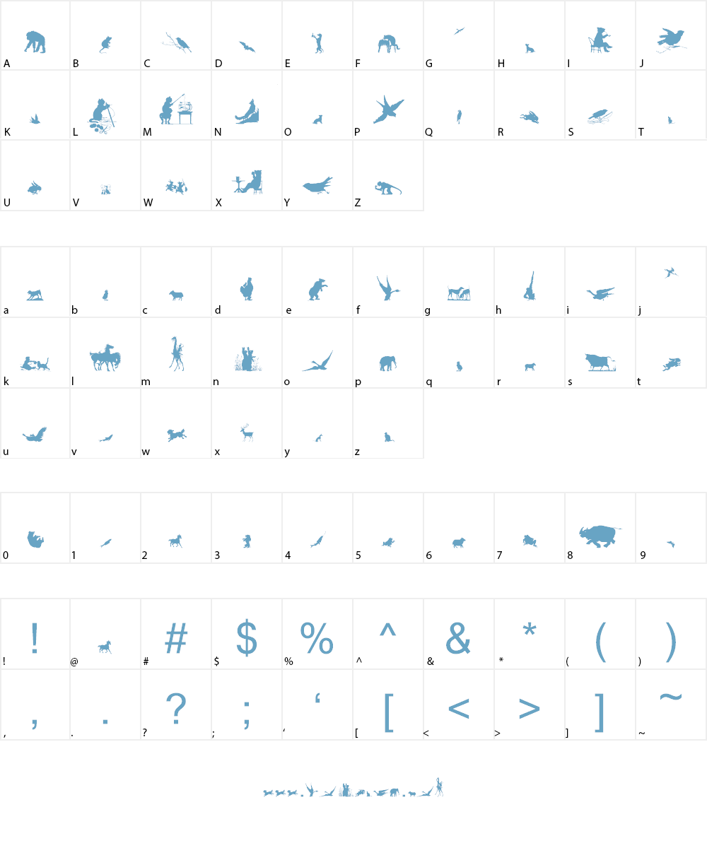 Animal Silhouettes Four Font Character